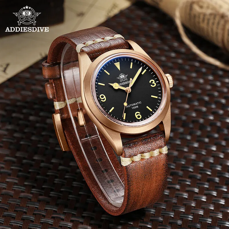 ★Weekly Deal★ADDIESDIVE Vintage 36mm Bronze Militarty Watch PT5000 （AD2024）