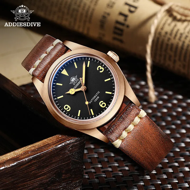 ★Weekly Deal★ADDIESDIVE Vintage 36mm Bronze Militarty Watch PT5000 （AD2024）