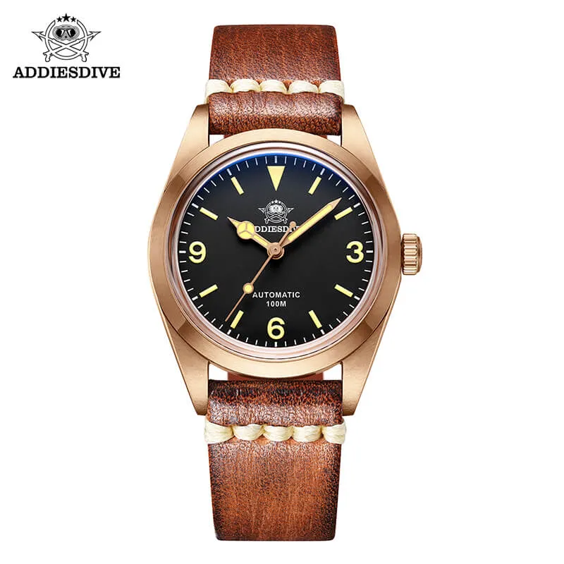 ★Weekly Deal★ADDIESDIVE Vintage 36mm Bronze Militarty Watch PT5000 （AD2024）