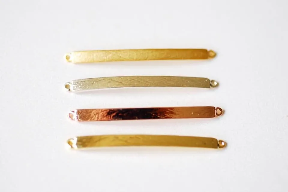 Wholesale Vermeil Rose Gold Curved Bracelet Bar Connector Charm- 18k gold plated over Sterling Silver Bracelet Plate, Gold Bracelet Bar Blanks Plate